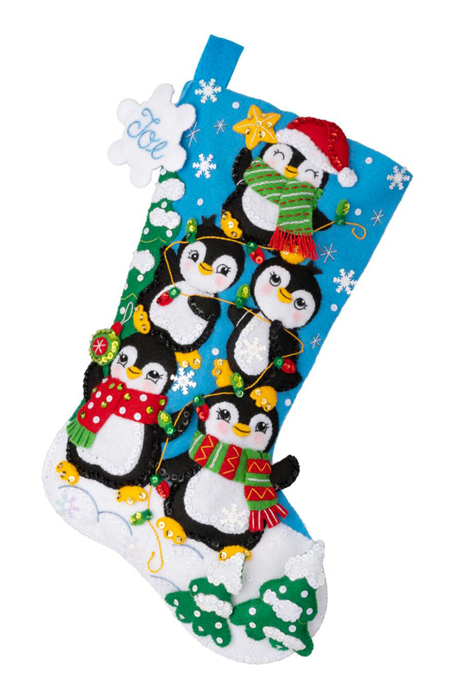 Bucilla Felt Stocking Applique Kit 18 Long-Penguin Tree Trimming